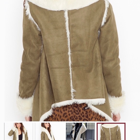 Unif army green faux fur coat - Picture 3 of 4